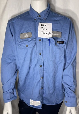 Bulwark Cat2 FR FLAME RESISTANT 2987MB size 2XL LIGHT BLUE LS Work Shirt VG J225 - Image 1 of 4