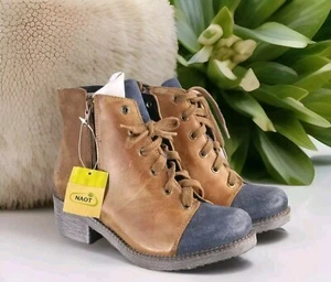Naot Groovy DAMEN US 6 "SELTEN AUSVERKAUFT" BRAUN/BLAU LEDER DOPPELREISSVERSCHLUSS STIEFELETTEN - Bild 1 von 19