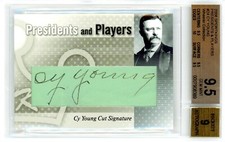 2008 SPORTKINGS PRESIDENTS & PLAYERS 1/1 CY YOUNG & THEODORE ROOSEVELT BGS 9.5/9