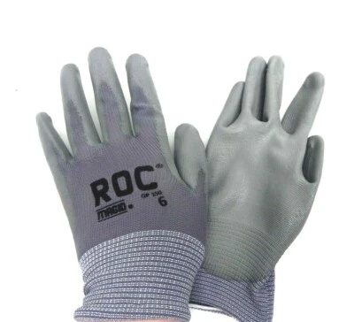 1 o 12 pares de guantes de nailon Magid ROC GP150 revestimiento de palma de poliuretano X-pequeños/6 Foto 1 de 3