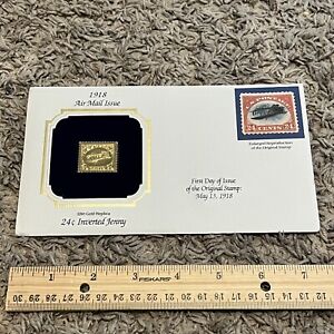 1918 22KT GOLD REPLICA 1918 AIRMAIL FDC COVER 24C INVERTED JENNY