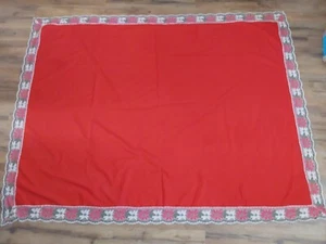 Mantel de algodón rojo Navidad encaje borde Poinsetta 66x51,5 - Imagen 1 de 4