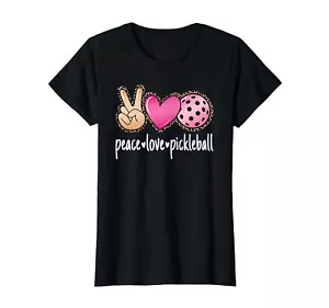 Peace Love Pickleball Cute Pickleball Lover Women Girls T-Shirt - Picture 1 of 1