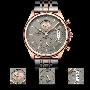 Orologio da polso uomo impermeabile cronografo moda quarzo acciaio inox - Foto 1 di 23