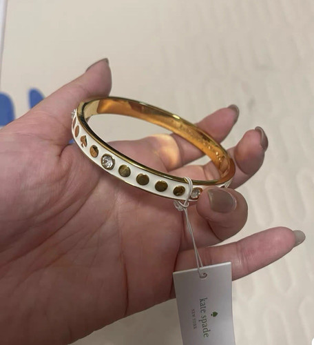 NUOVO Kate Spade New York Braccialetto Tono Oro Braccialetti Cristallo Smalto Vanga Accenti