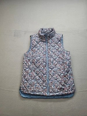 Lands End Women Puffer Vest M Multicolor Floral Print Mock Neck Full Zip Quilted - Image 1 of 4