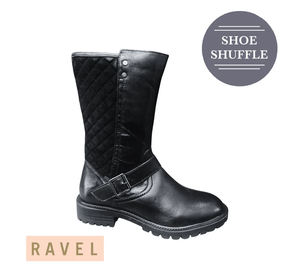 Ravel Cuero Media Pantorrilla Cremallera Cuero Acolchado Panel Bota Foto 1 de 1