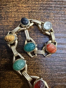 Brazalete escarabajo vintage años 50 relleno de oro 12K 7 1/2" - Imagen 1 de 5