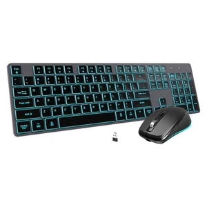 Wireless Keyboard and Mouse, Rechargeable Bluetooth Key Board Mouse Combo, Ji... - Afbeelding 1 van 7