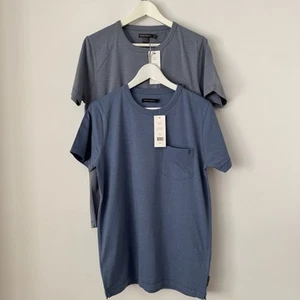 French Connection T Shirts Blue Cotton Blend Jersey Size Medium 2 Pack Mens New - Picture 1 of 10