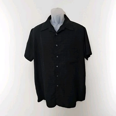 J Ferrar Men’s Sz XLT  Black S/S Button Up Textured Dress Knit Shirt  - Image 1 of 4