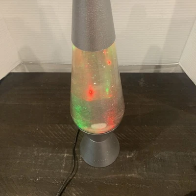 LAVA Lamp Silver Base, Glitter Vortex Action 14.5” Tested and working - Image 1 of 4