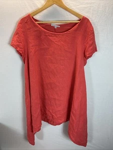 Túnica Bryn Walker Ligera Lino Amy Top Talla Grande L Coral Lagenlook EE. UU. - Imagen 1 de 9
