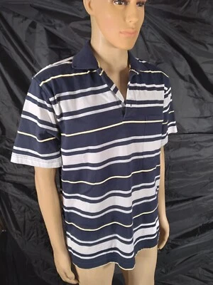 Puritan Men's Short Sleeve Polo Shirt  Blue Stripes - Size Large Medium (38-40) - Image 1 of 4
