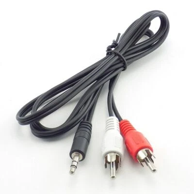 3.5mm 1/8" Jack Mini plug to 2 RCA Male Stereo Phono Audio Speaker Adapter Cable - Image 1 of 4
