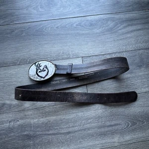 Carhartt Dress Belt Leather With Browning  Buckle Logo WA011 Black Large - Picture 1 of 7