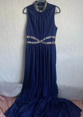 Berkertex Vintage Blue Formal Ball Gown Prom Evening Dress - Image 1 of 4