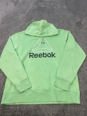Reebok Hoodie Mens Large Lime Green Delta Center Spell Out Fleece Sweatshirt - Image 1 of 4