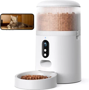 Dispenser Automatico Cibo Gatti Wifi, 3MP HD Telecamera Con Visione Notturna, 4L - Foto 1 di 12