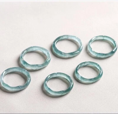 Certified Grade A Ice Green Natural Burma A Jade jadeite Bamboo Fashion Ring - Image 1 of 4