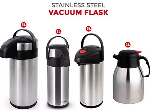 2L/3L/5L STAINLESS STEEL AIRPOT HOT TEA COFFEE DRINKS VACUUM FLASK JUG PUMP NEW - Picture 1 of 25