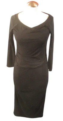 Michael Stars Christina Rusched Long Dress Large Black Scoop Neck Long Sleeve Foto 1 de 4
