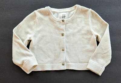Baby Gap: Suéter Crema Recortado 12-18 Meses con Botones Dorados Hilos Metálicos Foto 1 de 4
