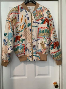 Carol Horn Workshop Vintage Jacket Women's 100% Silk Bomber Artsy Size L - Picture 1 of 6