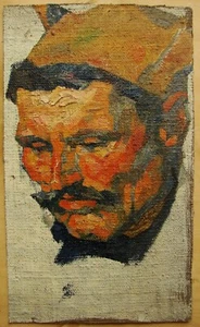Ukrainian Soviet oil Painting impressionism fauvism male portrait man in papak - Picture 1 of 6