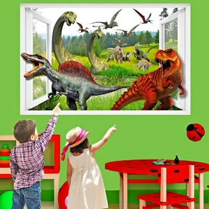Meadow Forest Dinosaurs Wall Stickers Transfer Art Mural Decal Poster Decor QD6 - Picture 1 of 3