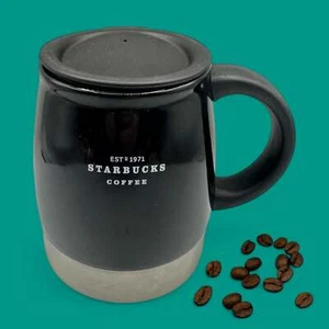 Starbucks Black Ceramic Travel Mug with Lid and Stainless Bottom (12oz) - Picture 1 of 9