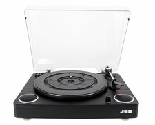 Jam Play Record Player Turntable Vinyl Deck + Built In Speakers 3 Speed BLACK