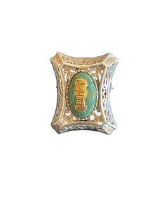 Yucatan 925 Sterling Silver Chrysocolla Converter Brooch with 18K Yellow Gold - Picture 1 of 11