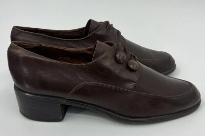 Никели коричневые кожаные туфли размер 8,5 AA сложенный каблук сделано в Италии узкий - Изображение 1 из 4