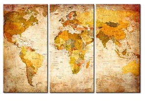 Weltkarte Pinnwand 90x60 cm zum Pinnen & Vlies Leinwand Kork - Bild 1 von 3