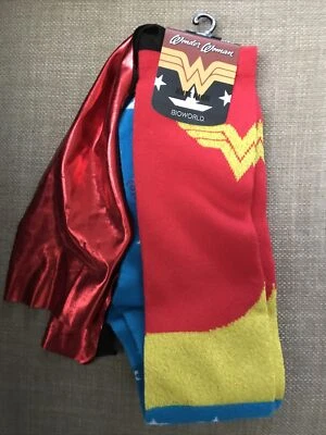 Bioworld Womens Knee High Socks 9-11 Wonder Woman Cape Stars New DC Comics - Image 1 of 2