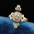 Antique Victorian 14K Yellow Gold Round Cut Moissanite Cluster Cocktail Ring