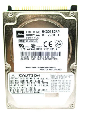 Toshiba 20GB MK2018GAP IDE (HDD2164 B ZE01 T) Laptop Hard Drive WIPED & TESTED! - Image 1 of 2
