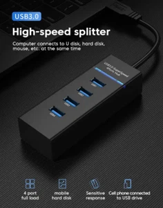 4Port USB 3.0 Hub USB Hub High Speed USB Splitter Adapter 5Gbps For PC Computer_ - Picture 1 of 7
