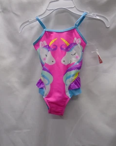 Nuevo con etiquetas Traje de baño Wonder Nation 1 pieza Niñas pequeñas UPF 50+ Unicornio 2T Rosa Púrpura - Imagen 1 de 4