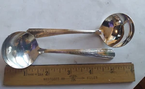 VINTAGE INTERNATIONAL SILVER HOLLYWOOD TWO BOUILLON SPOONS RARE - Picture 1 of 7