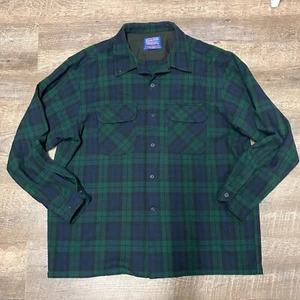 Pendleton Camicia XL Tavola Verde Nero Orologio Tartan Loop Collare Lana Bottoni - Foto 1 di 9