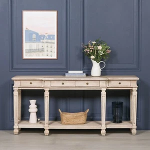 Acacia Large Wooden 180cm Classic French Style Rustic Breakfront Console Table - Picture 1 of 8