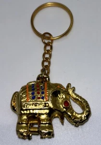 Gold Tone Hidden Pill Box Locket Charm Asian Style Elephant Key Ring Chain - Picture 1 of 3