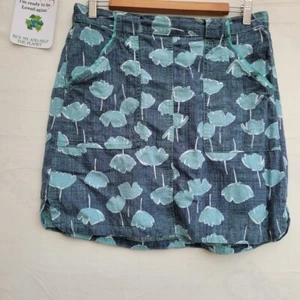 Next Short Mini Skirt Women Size 12 Blue Floral Pockets - Picture 1 of 9