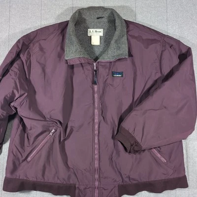 Vintage años 80 granate L.L. Chaqueta Bomber Bean Calentamiento Forrada de Vellón EE. UU. Foto 1 de 4