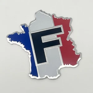 Bandera de Francia Coche Emblema Insignia Francesa FR Pegatina 2"x 2.25” Aluminio - Imagen 1 de 4
