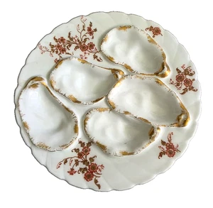 SELTENE VERKÄUFERPROBE AUSTERNPLATTE HAVILAND LIMOGES ZART FLORAL 5 WELLS - Bild 1 von 7