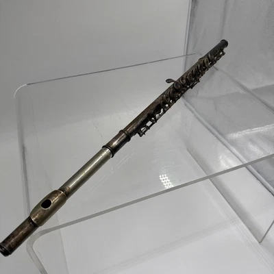 C115 Alte Silber Querflöte mit Patina, einfaches System, Sammlerzustand - Bild 1 von 4