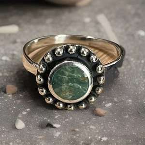 Bali Simulated Turquoise 925 Silver Ring Size 7 Boho Stackable Ring - Picture 1 of 8